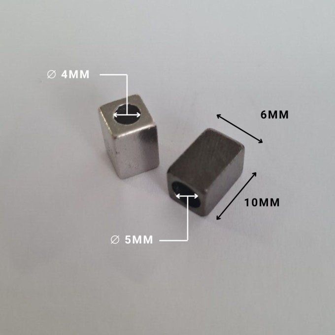 Embout cordon métal carré mini en 10mm