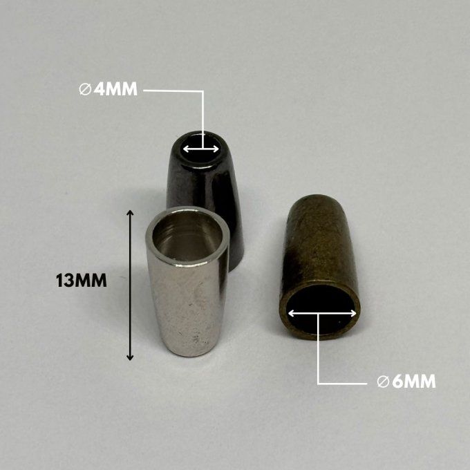 Embout cordon métal conique 12mm