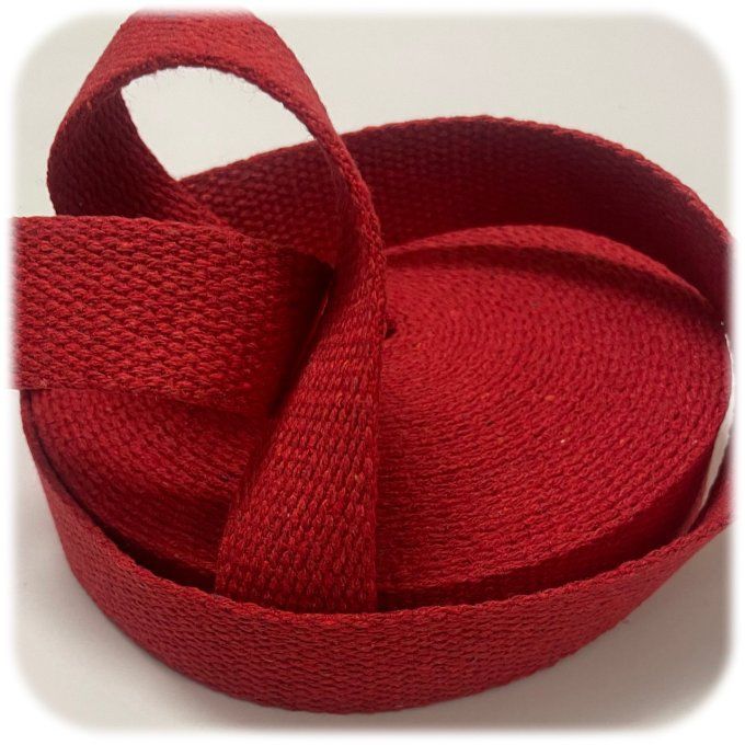 Sangle coton pour sac par 10 mètres - Rouge