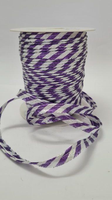 Passepoil lurex rayure violet/argent